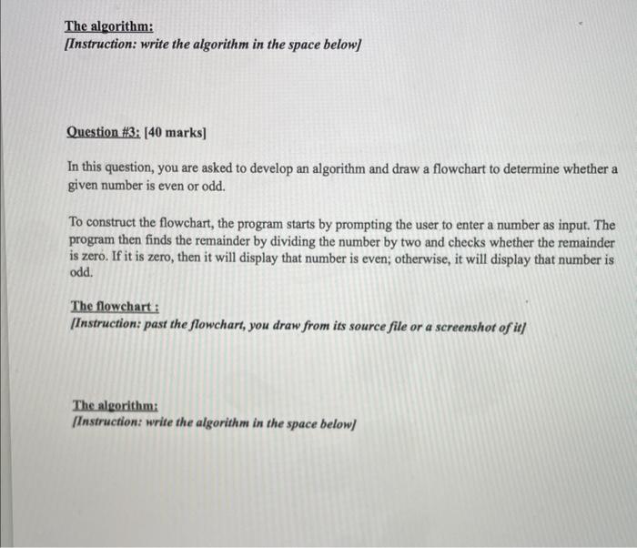 Solved Write An Algorithm And Draw A Flowchart To Show The Chegg