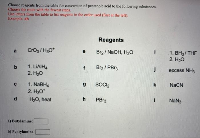 Solved Choose Reagents From The Table For Conversion Of Chegg