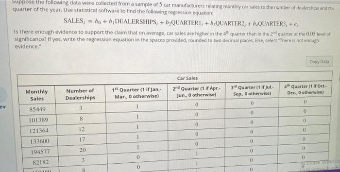 Solved Suppose The Following Data Were Collected From A Chegg