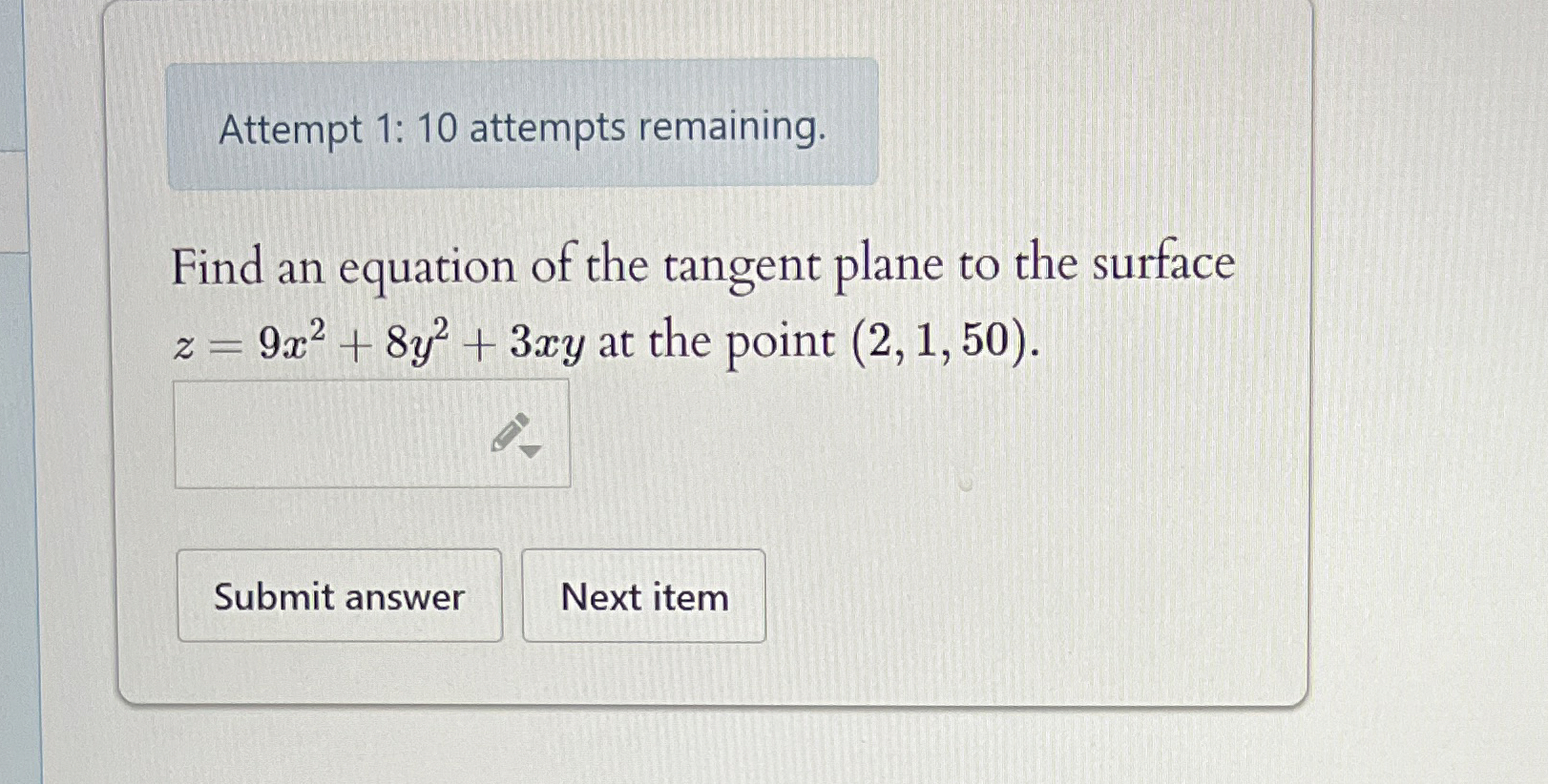 Solved Attempt Attempts Remaining Find An Equation Of Chegg