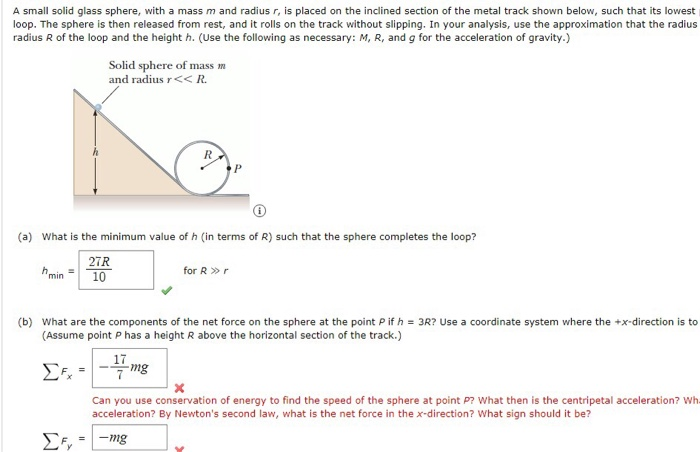 Solved A Small Solid Glass Sphere With A Mass M And Radius Chegg