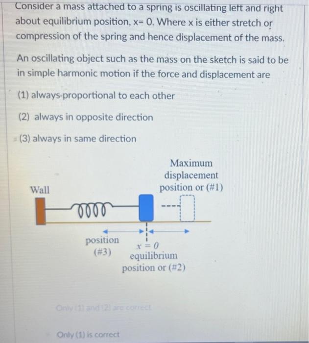 Solved Consider A Mass Attached To A Spring Is Oscillating Chegg