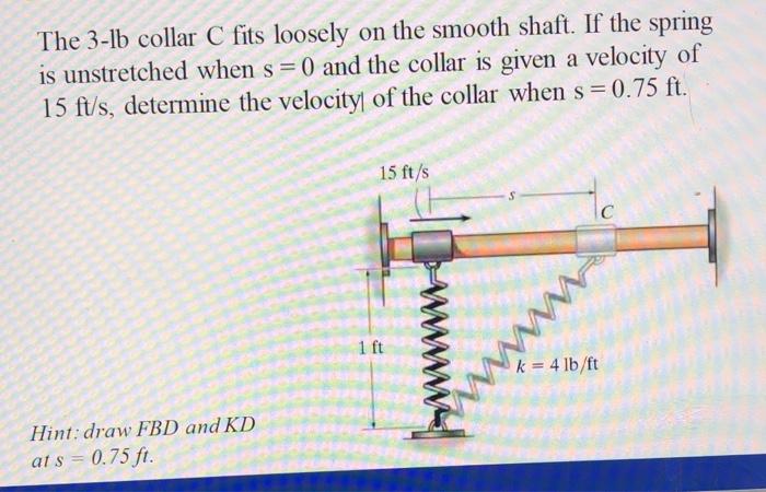 Solved The 3 Lb Collar C Fits Loosely On The Smooth Shaft Chegg