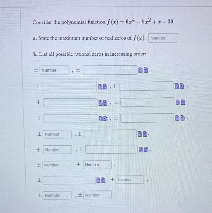 Solved Consider The Polynomial Function F X 6x45x2 X30 Chegg