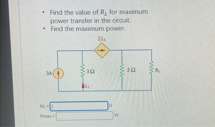 Solved Find The Value Of RL For Maximum Power Transfer In Chegg