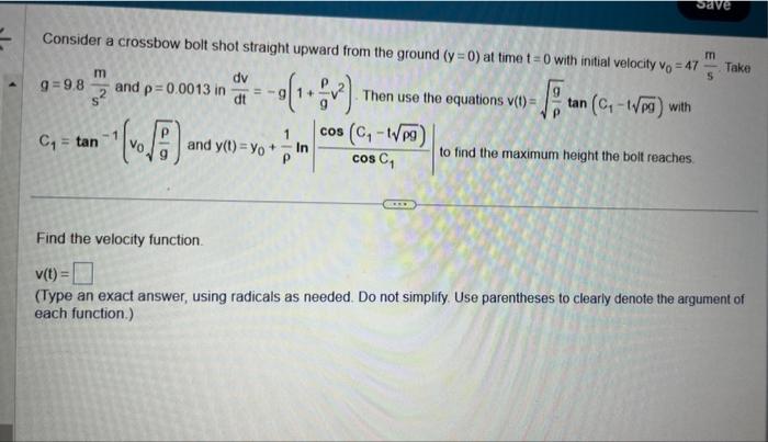 Solved Consider A Crossbow Bolt Shot Straight Upward From Chegg