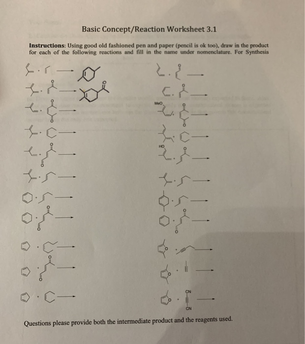 Solved Basic Concept Reaction Worksheet Instructions Chegg