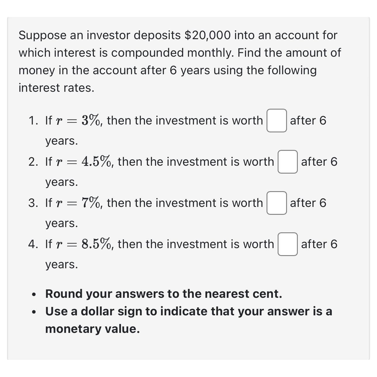 Solved Suppose An Investor Deposits Into An Account Chegg