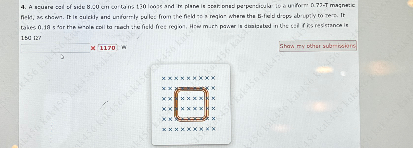 Solved A Square Coil Of Side 8 00cm Contains 130 Loops And Chegg