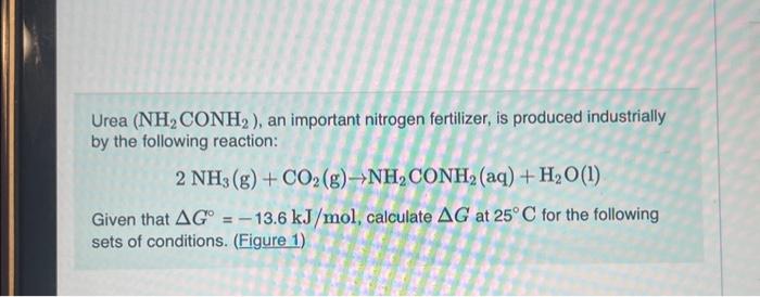 Solved Urea Nh Conh An Important Nitrogen Fertilizer Is Chegg