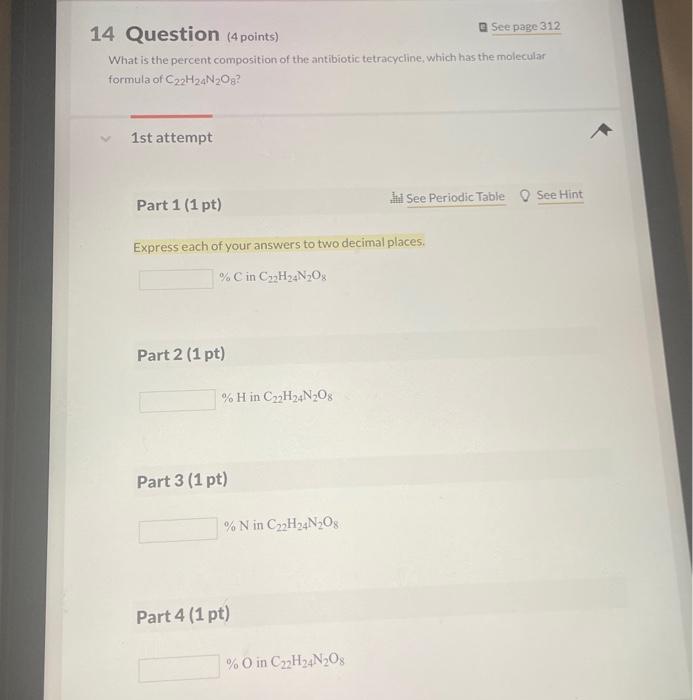 Solved 14 Question 4 Points D Seepage 312 What Is The Chegg