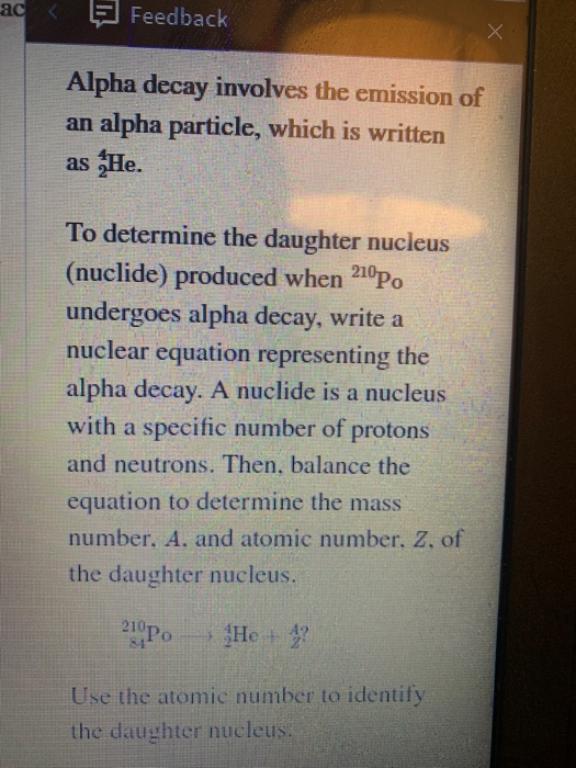 Solved What Is The Daughter Nucleus Nuclide Produced When Chegg