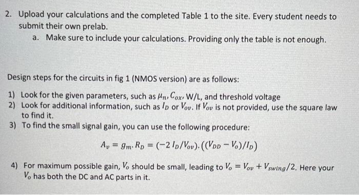 Solved Esign Common Source Amplifiers For The Criteria Shown Chegg