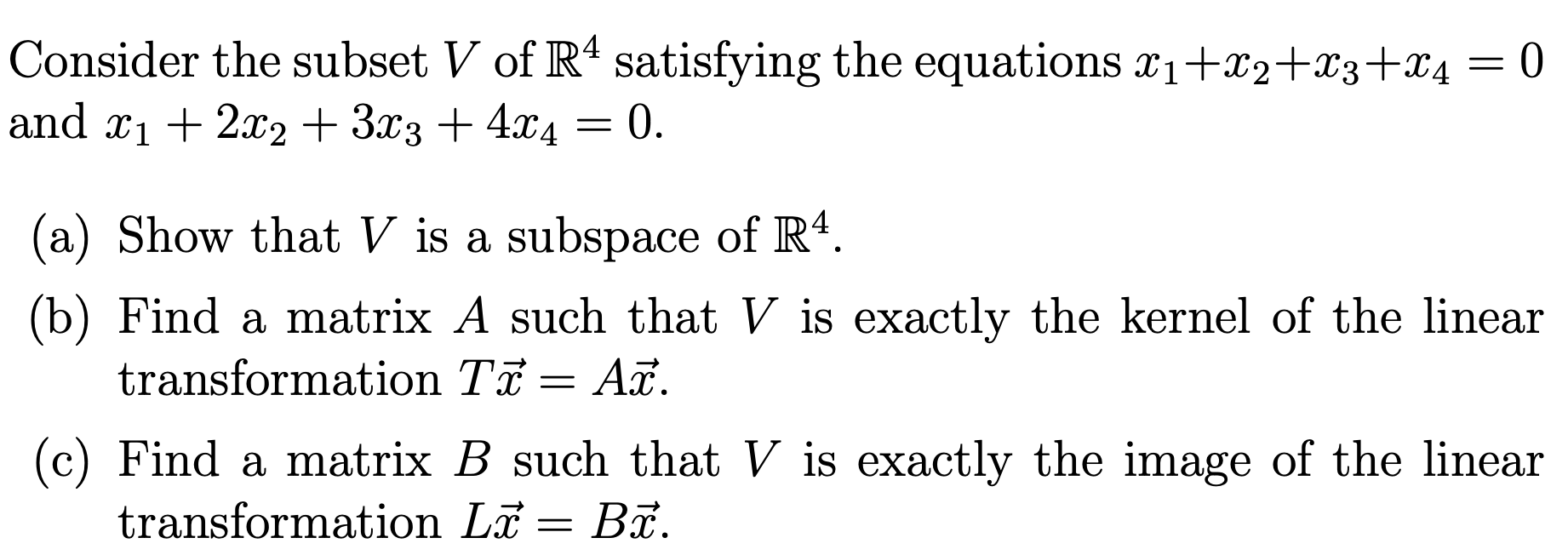 Solved Linear Algebra Consider The Subset V Of R Chegg