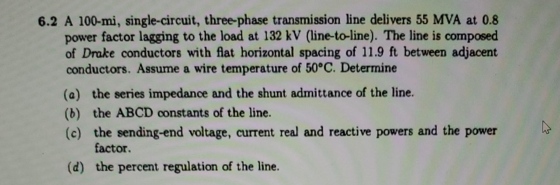 Solved A Mi Single Circuit Three Phase Chegg