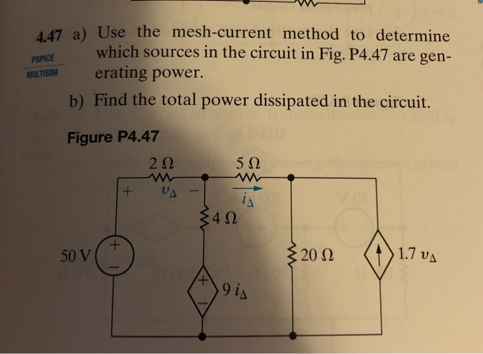 Solved V A Use The Mesh Current Method To Determine Chegg