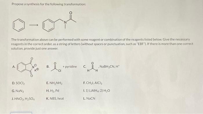 Solved Propose A Synthesis For The Following Transformation Chegg