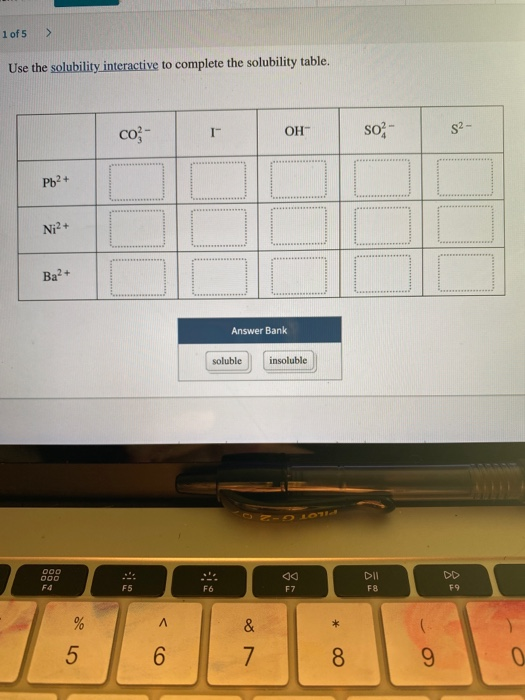 Solved Of Use The Solubility Interactive To Complete Chegg