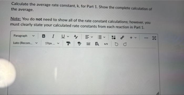 Using Your Own Lab Obtained Data Calculate The Rate Chegg