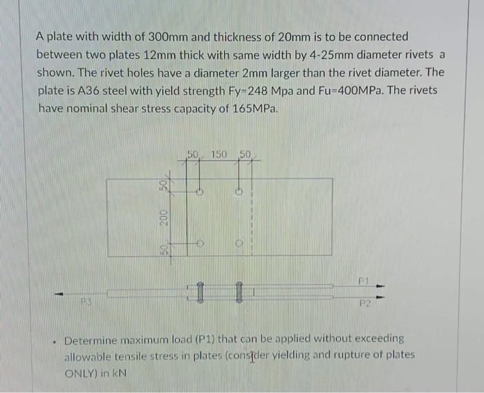 Solved A Plate With Width Of Mm And Thickness Of Mm Is Chegg