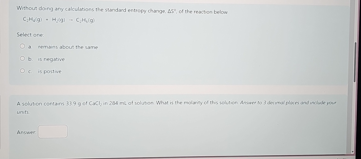 Solved Without Doing Any Calculations The Standard Entropy Chegg