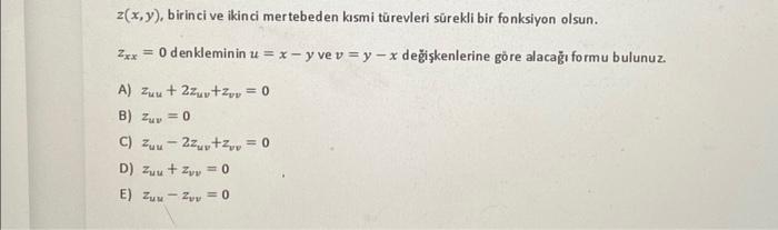 Solved Z X Y Birinci Ve Ikinci Mertebeden K Smi T Revleri Chegg