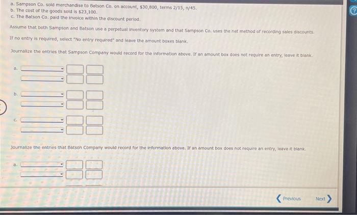Solved A Sampson Co Sold Merchandise To Batson Co An Chegg