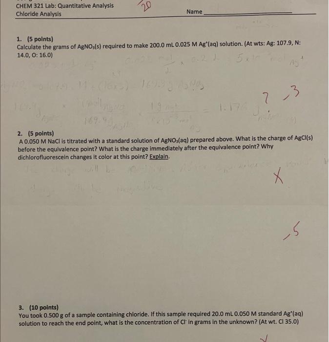 Solved 1 5 Points Calculate The Grams Of AgNO3 S Chegg