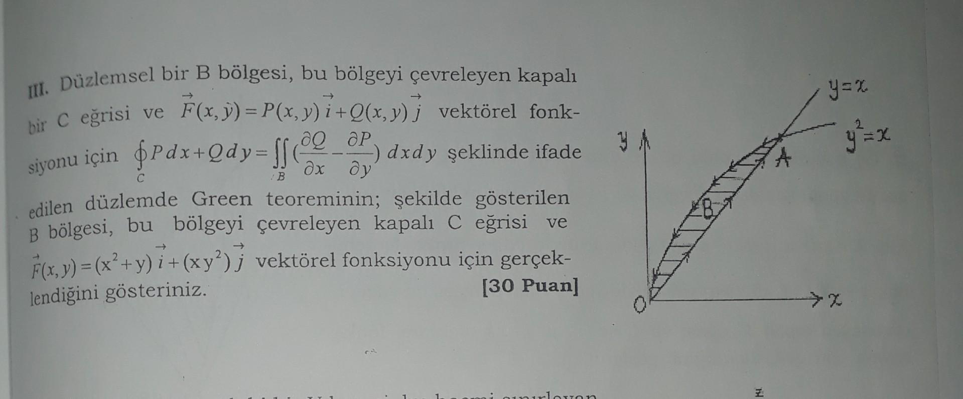 Solved III Düzlemsel bir B bölgesi bu bölgeyi çevreleyen Chegg