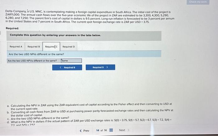 Solved Delta Company U S Mnc Is Contemplating Making A Chegg