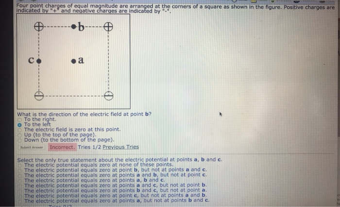 Solved Four Point Charges Of Equal Magnitude Are Arranged At Chegg