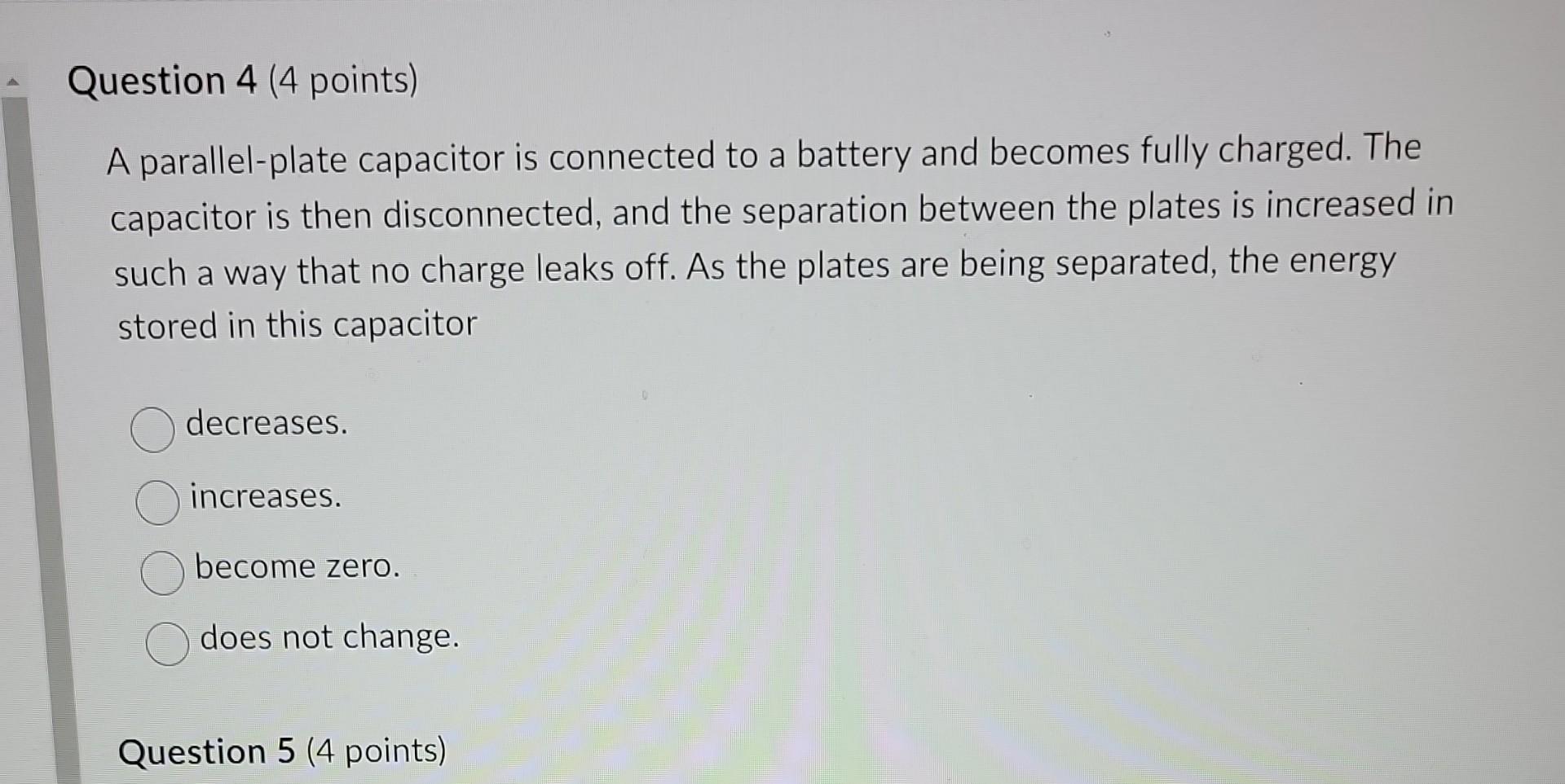 Solved A Parallel Plate Capacitor Is Connected To A Battery Chegg