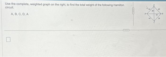 Solved Use The Complete Weighted Graph On The Right To Chegg