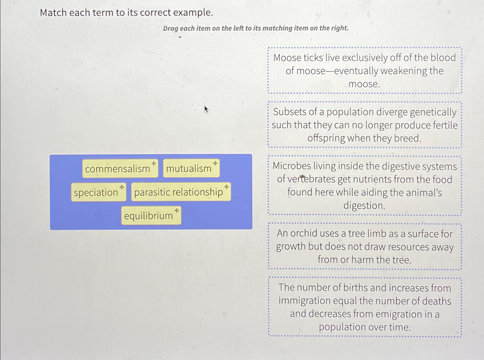 Solved Match Each Term To Its Correct Example Drag Each Item Chegg