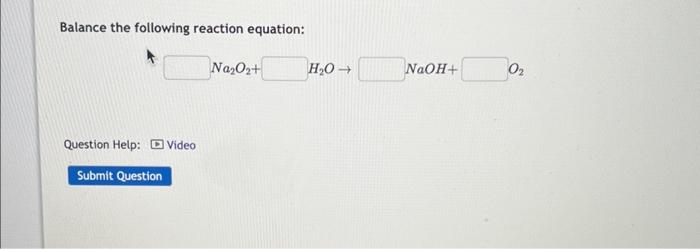 Solved Balance The Following Reaction Equation Chegg