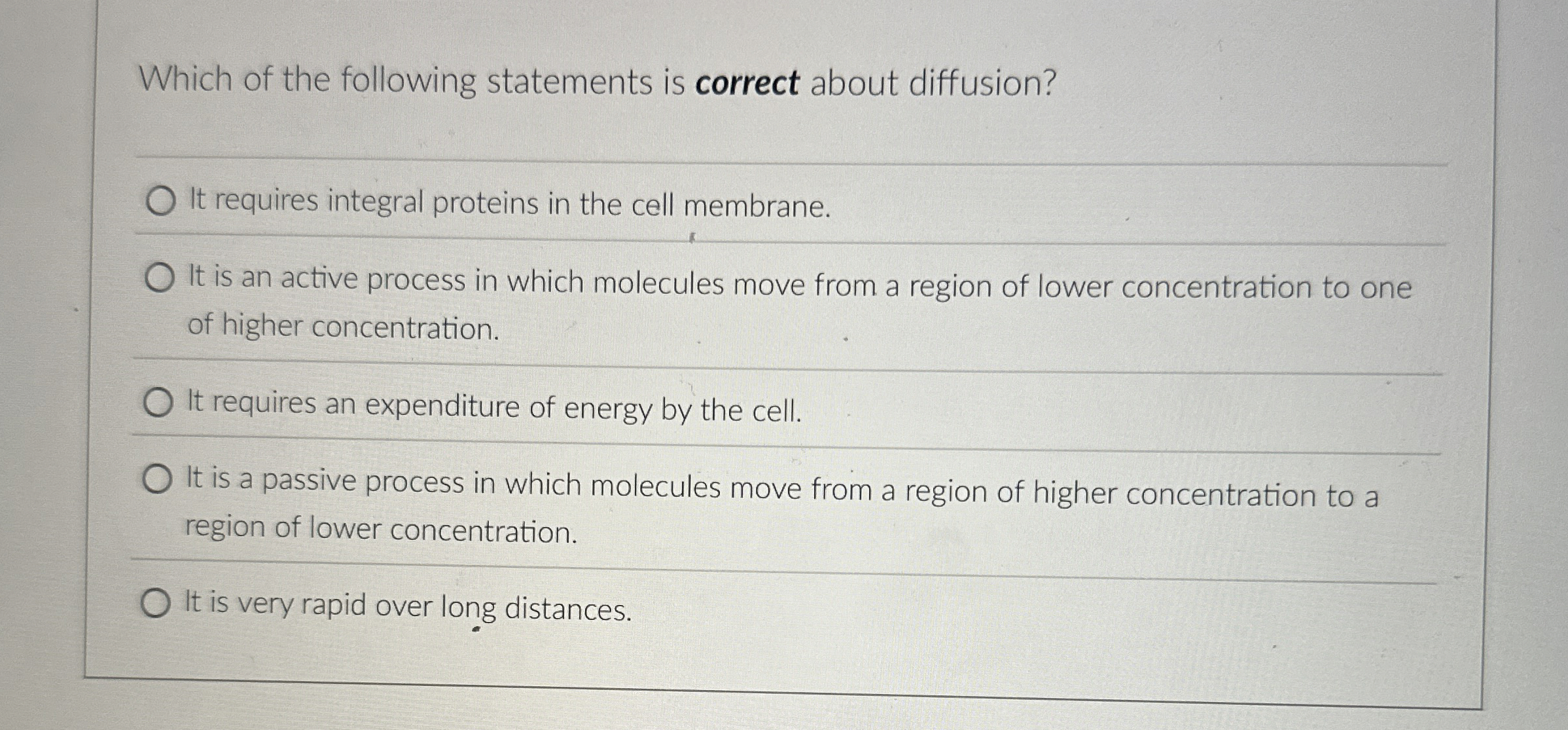 Solved Which Of The Following Statements Is Correct About Chegg