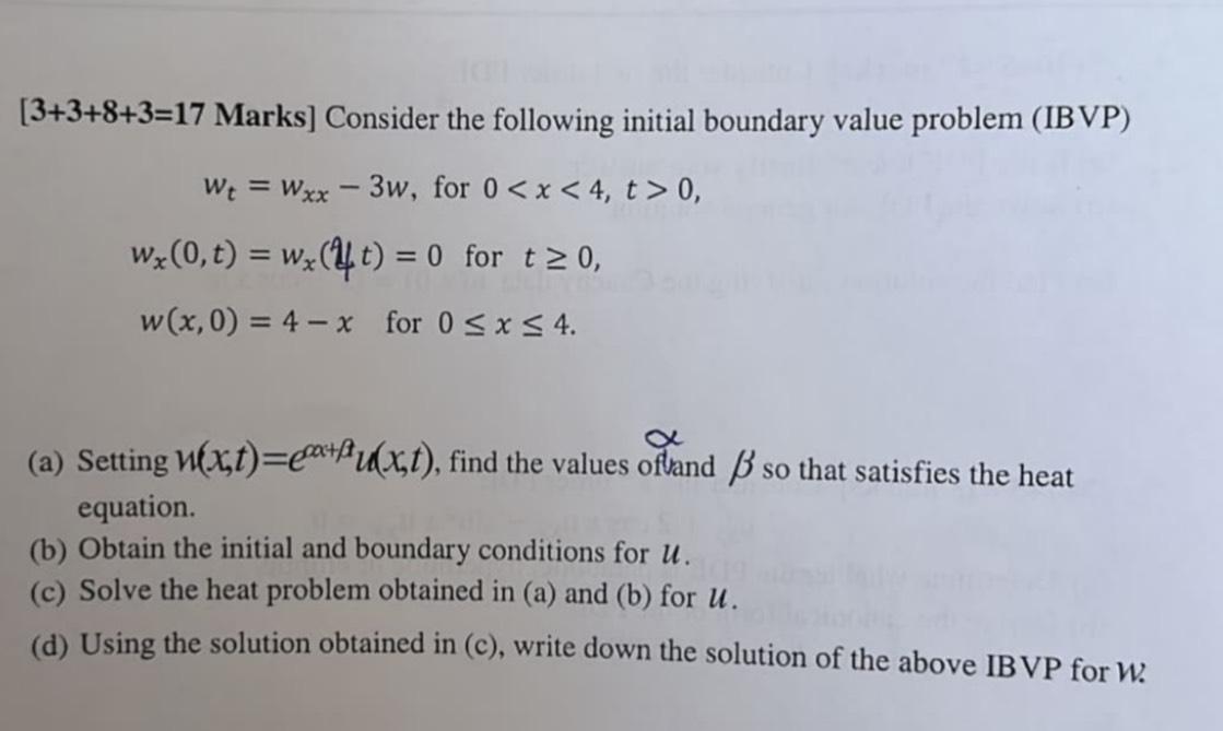 Solved Consider The Following Initial Boundary Value Problem Chegg