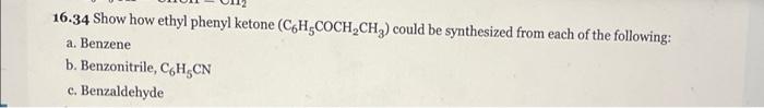 Solved Show How Ethyl Phenyl Ketone Checoch Ch Chegg