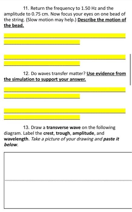 Solved Properties Of Waves Open The Wave On A String Phet Chegg