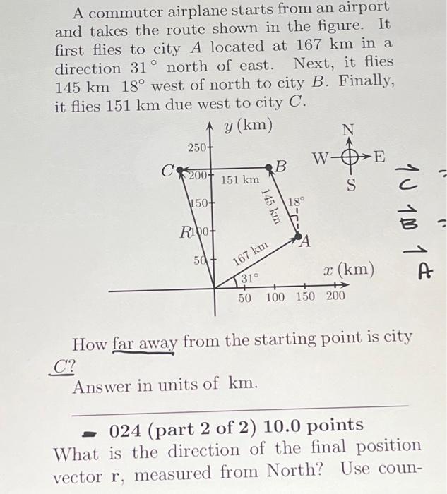 Solved A Commuter Airplane Starts From An Airport And Takes Chegg