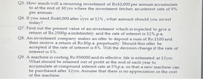 Solved Time Value Of Money Questions Line Wise Require Chegg