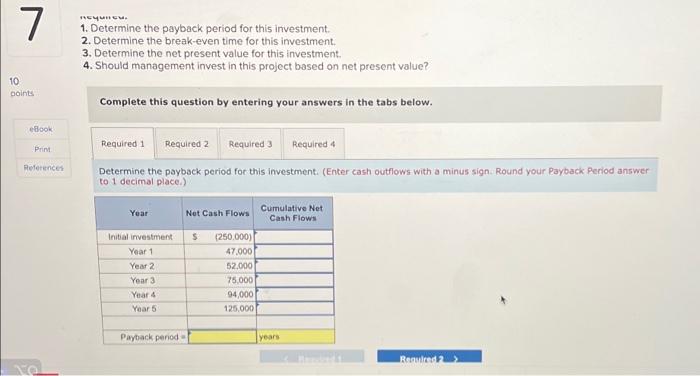 Solved Problem A Static Payback Period Break Even Chegg