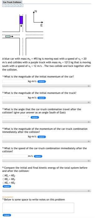 Solved A Blue Car With Mass Mc 493 Kg Is Moving East With A Chegg