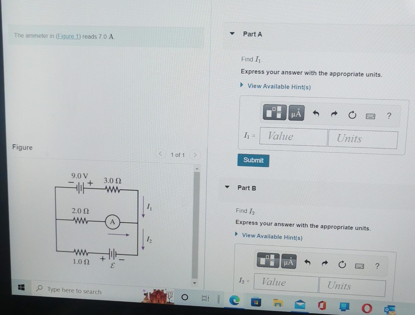 Solved The Ammeter In Figure 1 Reads 7 0 A Part A Find I1 Chegg