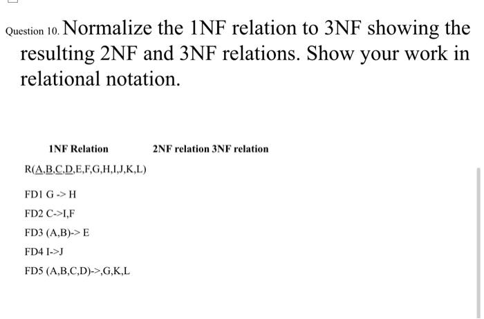 Solved Question Normalize The Nf Relation To Nf Chegg