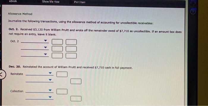 Solved EBook Show Me How Print Item Allowance Method Chegg