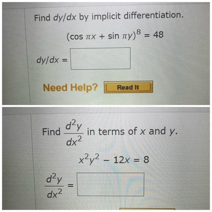 Solved Find Dy Dx By Implicit Differentiation Cos Ax Sin Chegg