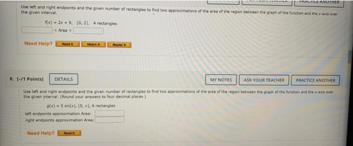 Solved Use Left And Right Endpoints And The Given Number Of Chegg