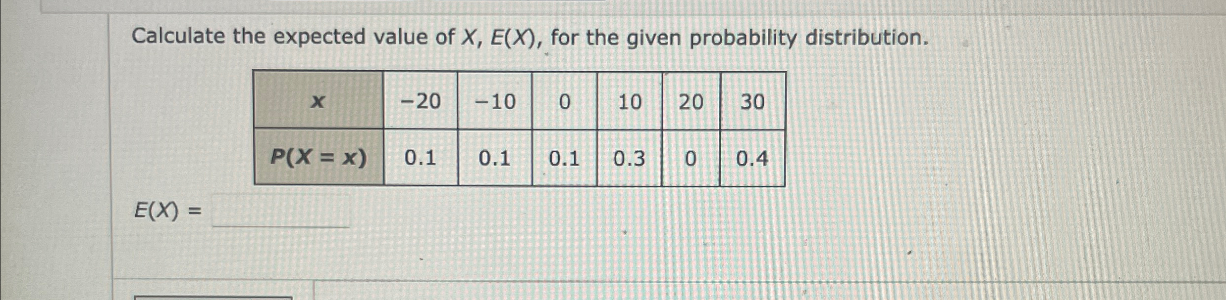 Solved Calculate The Expected Value Of X E X For The Chegg