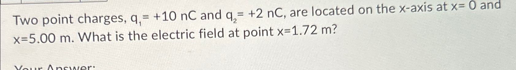 Solved Two Point Charges Q1 10nC And Q2 2nC Are Chegg